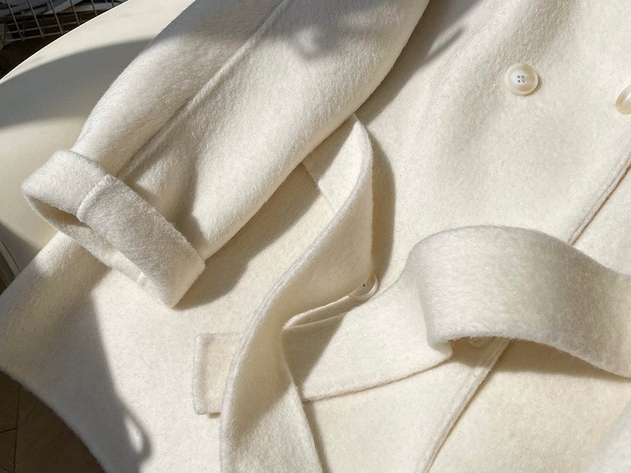 Short Double-sided Cashmere Handcrafted Coat | M