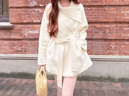 Short Double-sided Cashmere Handcrafted Coat | M