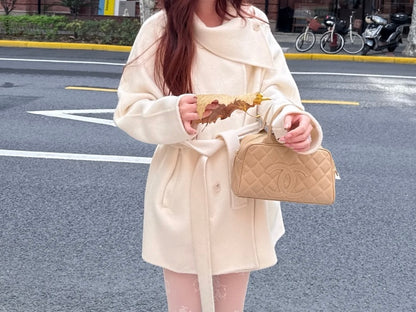 Short Double-sided Cashmere Handcrafted Coat | M