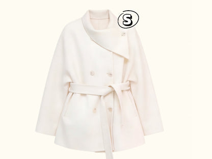 Short Double-sided Cashmere Handcrafted Coat  | S